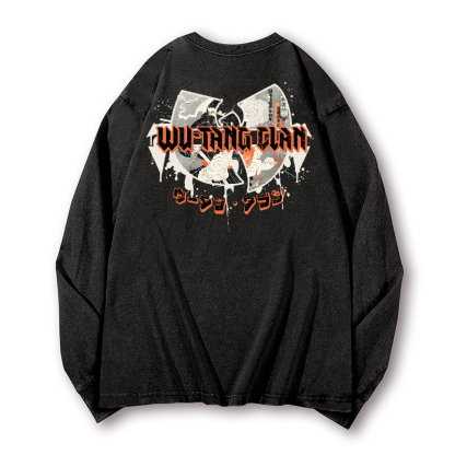 Wu Tang Clan Vintage Washed Cotton Back Art Long-sleeve T-shirt