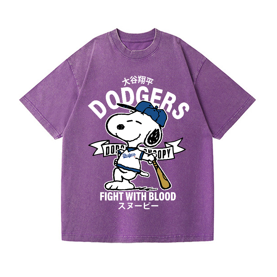 Dodgers Snoopy Vintage Wash Japanese Design T-Shirt