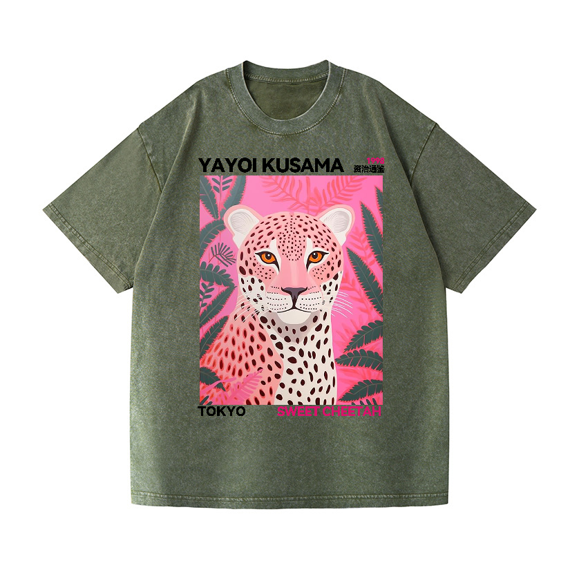 Yayoi Kusama Sweet Cheetah Vintage Wash Japanese Design T-Shirt
