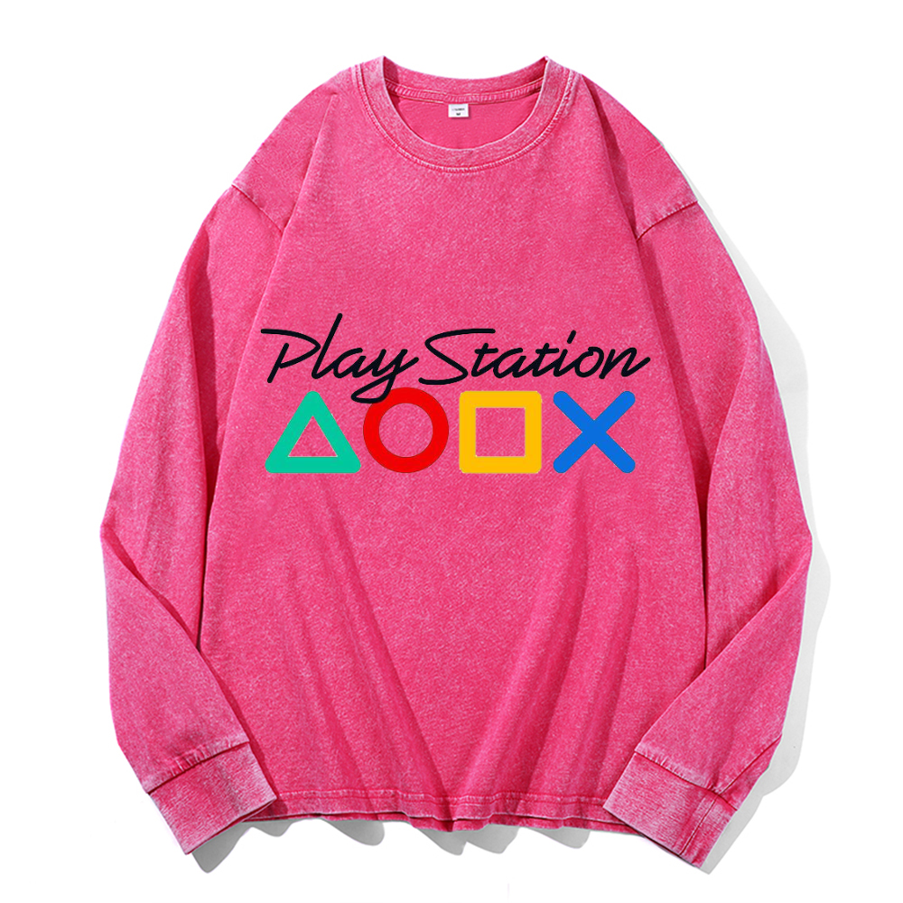 Play Station Vintage Cotton Wash Crewneck Sweatshirt