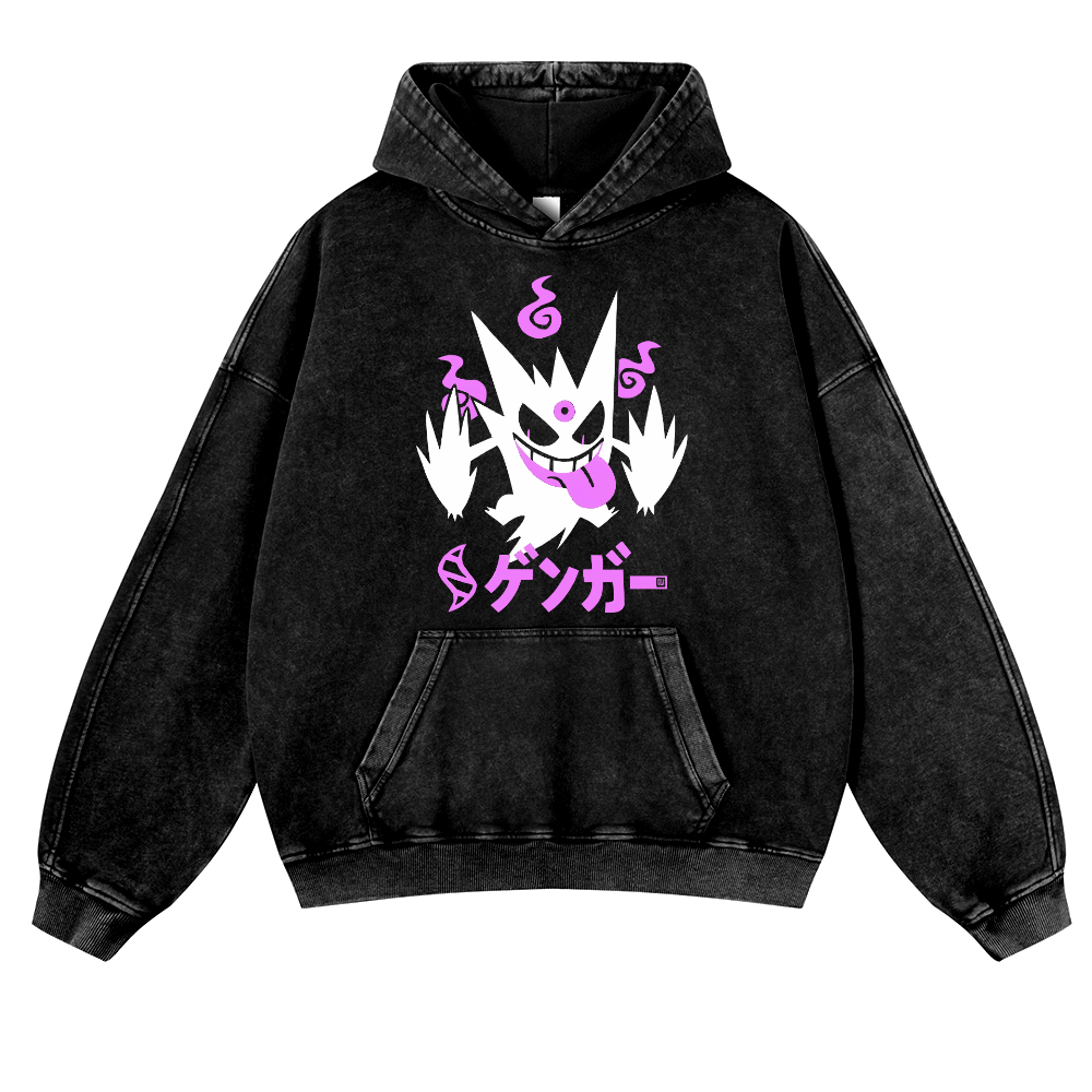 Gengar Vintage Washed Thick Cotton Hoodie