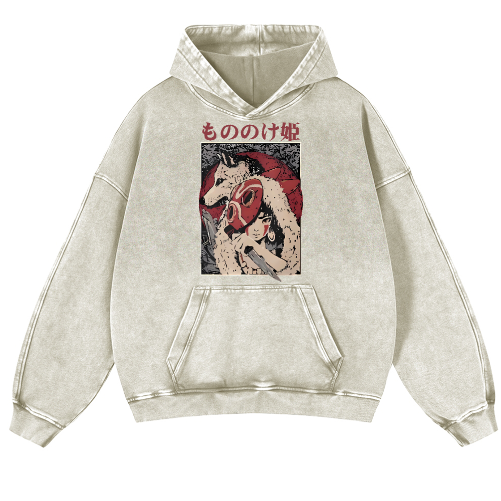 Ghibli Vintage Washed Thick Cotton Hoodie