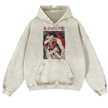 Ghibli Vintage Washed Thick Cotton Hoodie