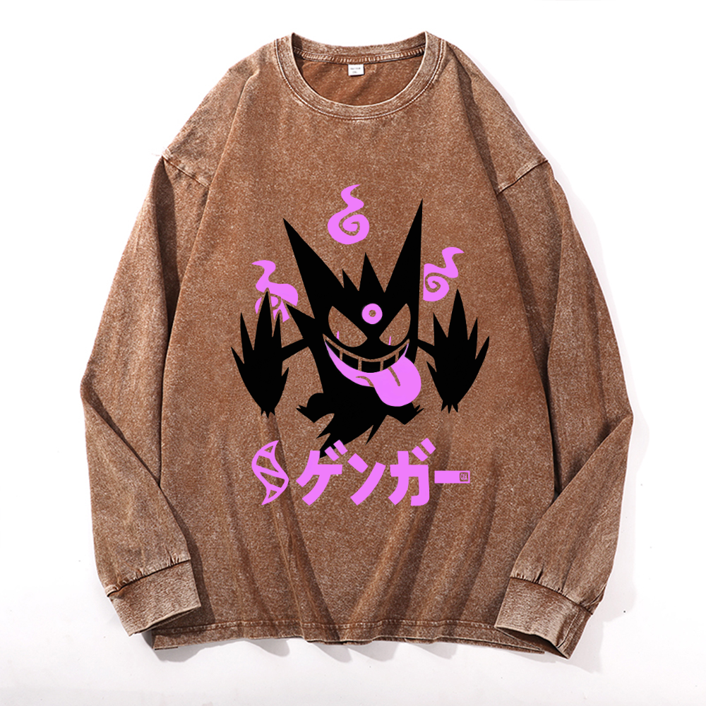 Gengar Vintage Cotton Wash Crewneck Sweatshirt