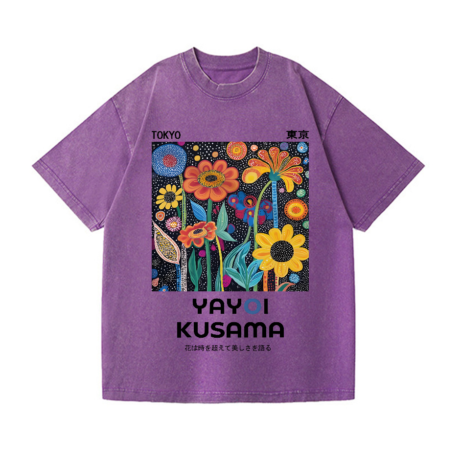Yayoi Kusama Flower Vintage Wash Japanese Design T-Shirt