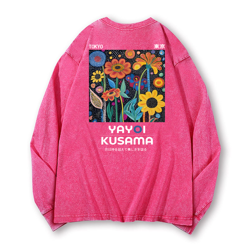 Yayoi Kusama Vintage Washed Cotton Back Art Long-sleeve T-shirt