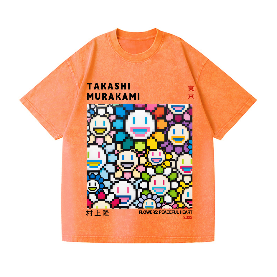 TM Mosaic Sunflower Vintage Wash Japanese Design T-Shirt