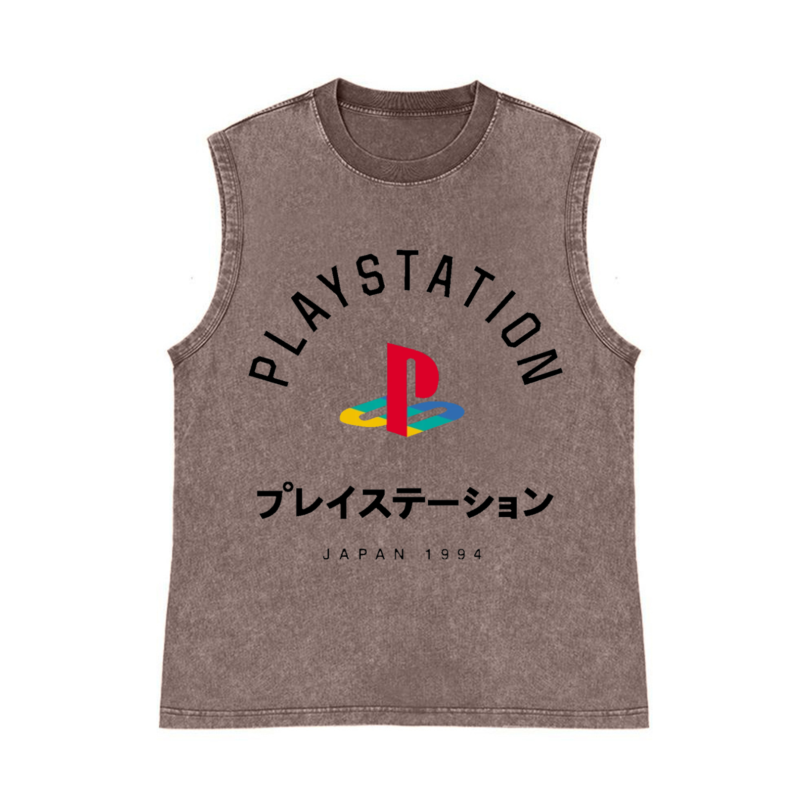 Play Station Pure Cotton Wash-Dyed Sleeveless Tank Top