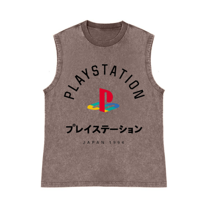Play Station Pure Cotton Wash-Dyed Sleeveless Tank Top