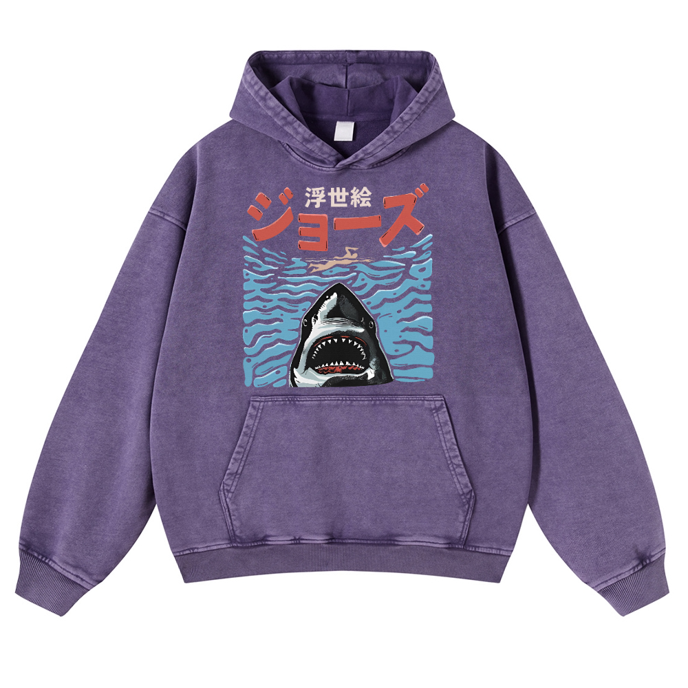 Jaws Vintage Washed Thick Cotton Hoodie