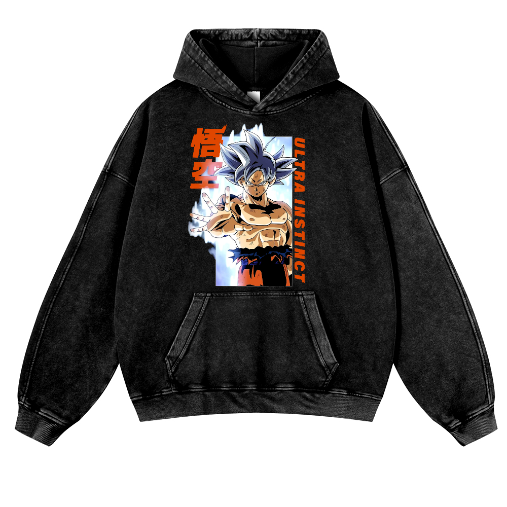 DB Son Goku Ultra Instinct Vintage Washed Thick Cotton Hoodie