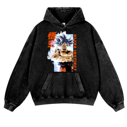 DB Son Goku Ultra Instinct Vintage Washed Thick Cotton Hoodie