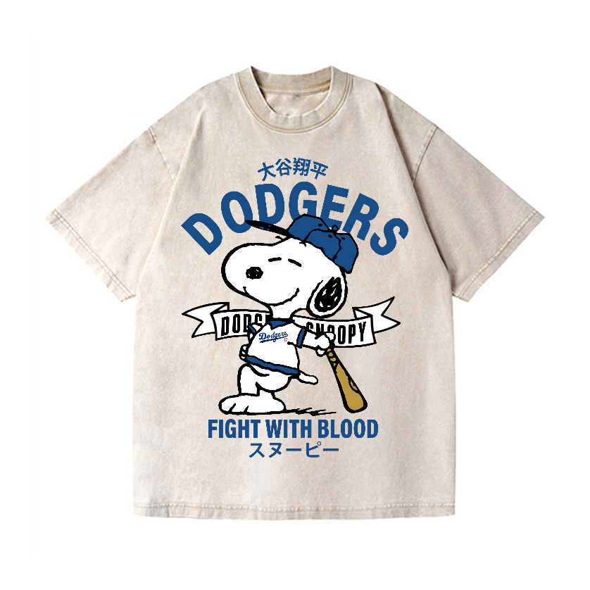 Dodgers Snoopy Vintage Wash Japanese Design T-Shirt