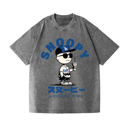 Dodgers Snoopy Vintage Wash Japanese Design T-Shirt