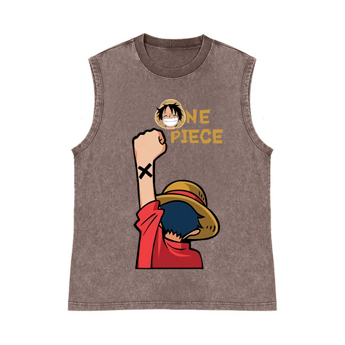 OP Luffy Pure Cotton Wash-Dyed Sleeveless Tank Top
