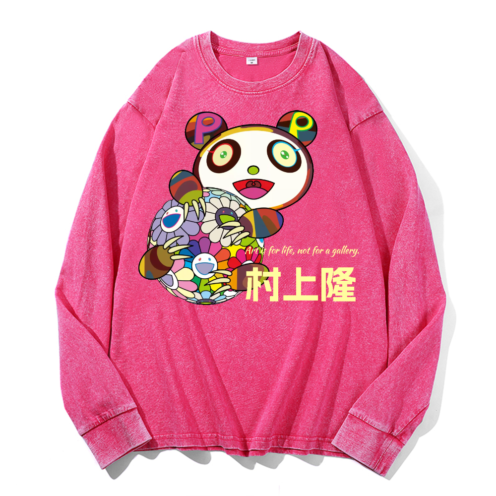 Panda Sunflower TM Vintage Cotton Wash Crewneck Sweatshirt