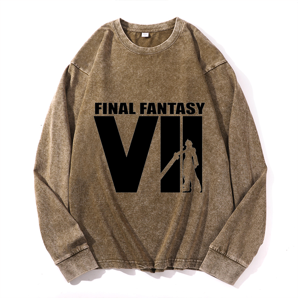 Final Fantasy Vintage Cotton Wash Crewneck Sweatshirt