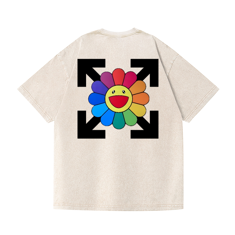 TM Sunflowers Vintage Wash Japanese Design Back Art T-Shirt