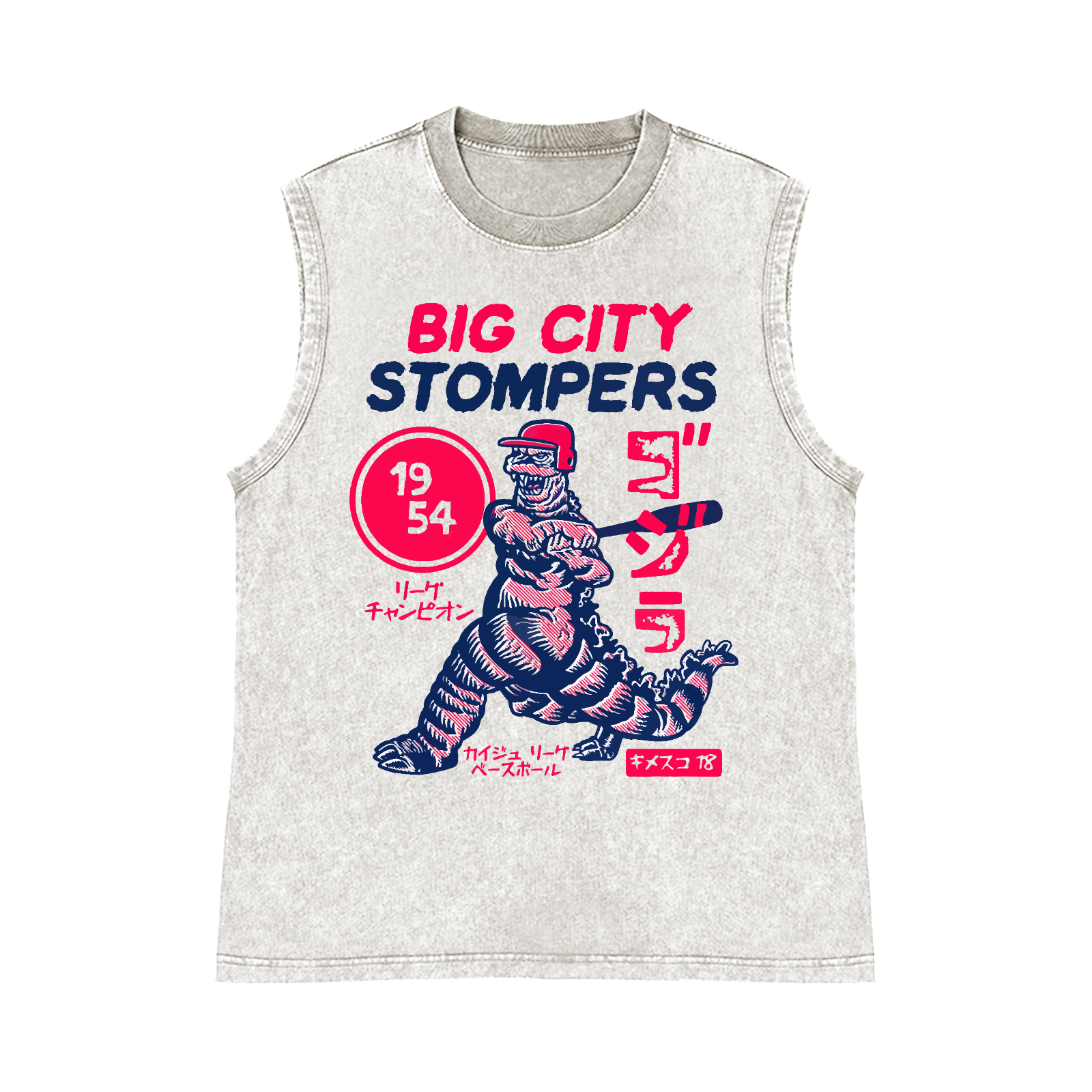 Kaiju Baseball Pure Cotton Wash-Dyed Sleeveless Tank Top
