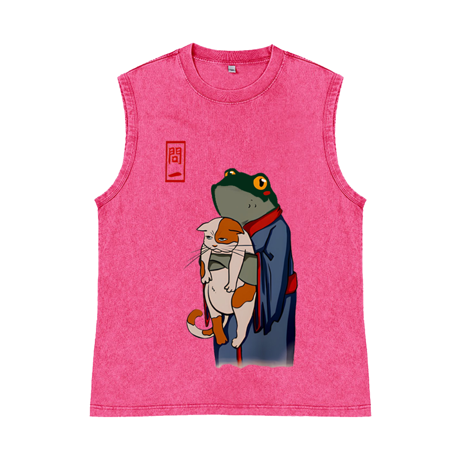 Matsumoto Hoji Cat Frog Pure Cotton Wash-Dyed Sleeveless Tank Top