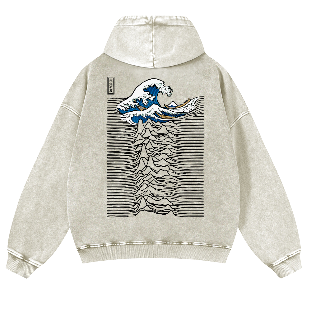The Great Wave off Kanagawa Katsushika Hokusai Ukiyoe Vintage Washed Cotton Back Art Hoodie