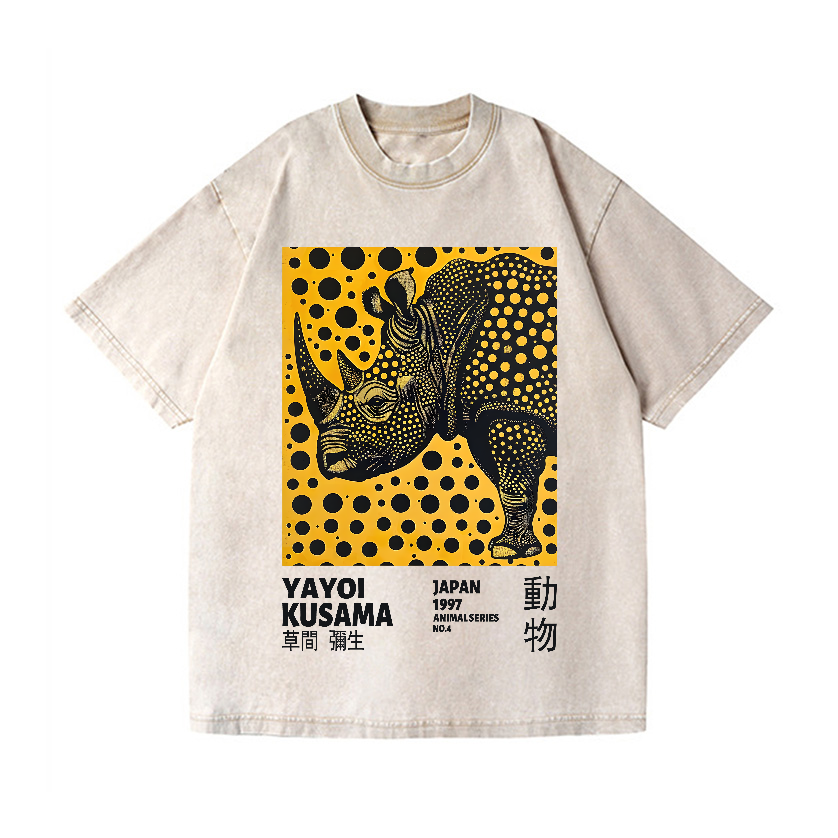 Yayoi Kusama Rhinoceros Vintage Wash Japanese Design T-Shirt