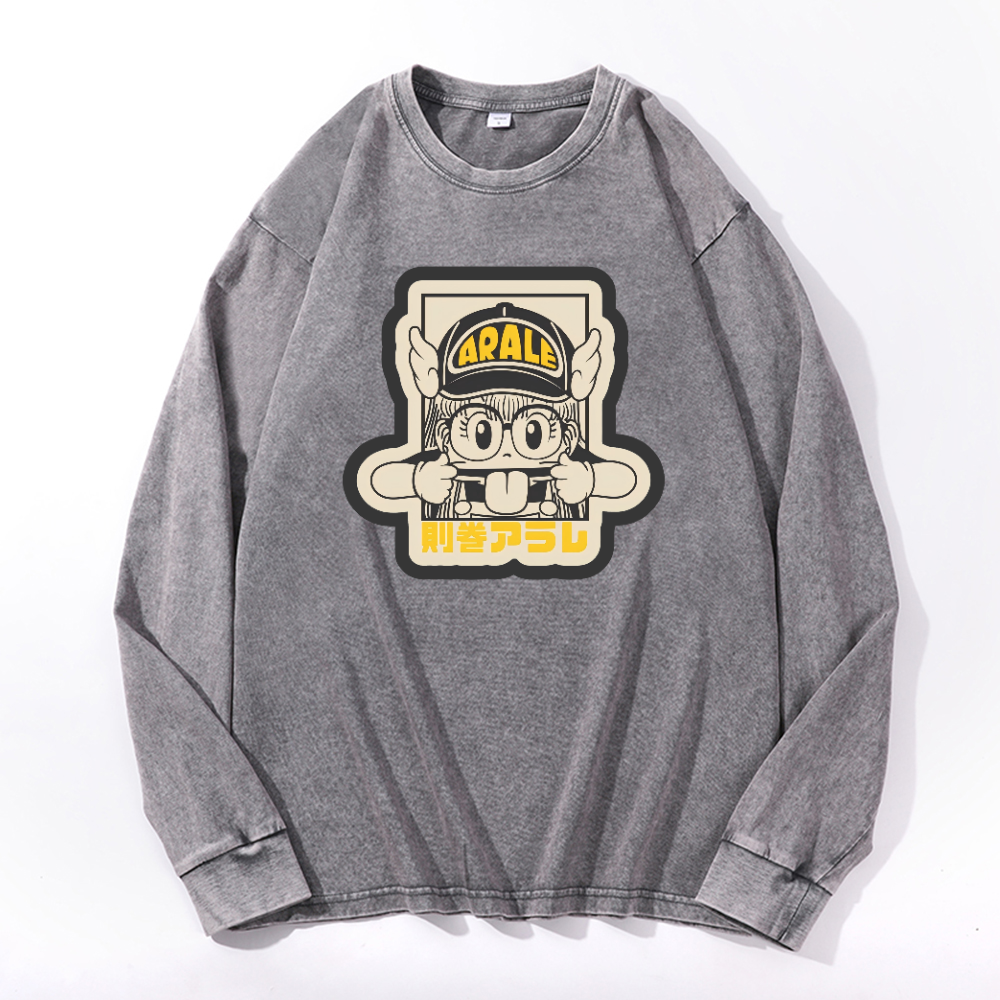 Arale Vintage Cotton Wash Crewneck Sweatshirt