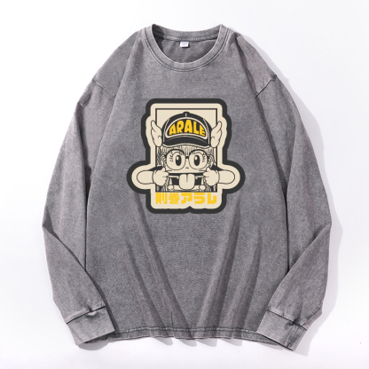 Arale Vintage Cotton Wash Crewneck Sweatshirt