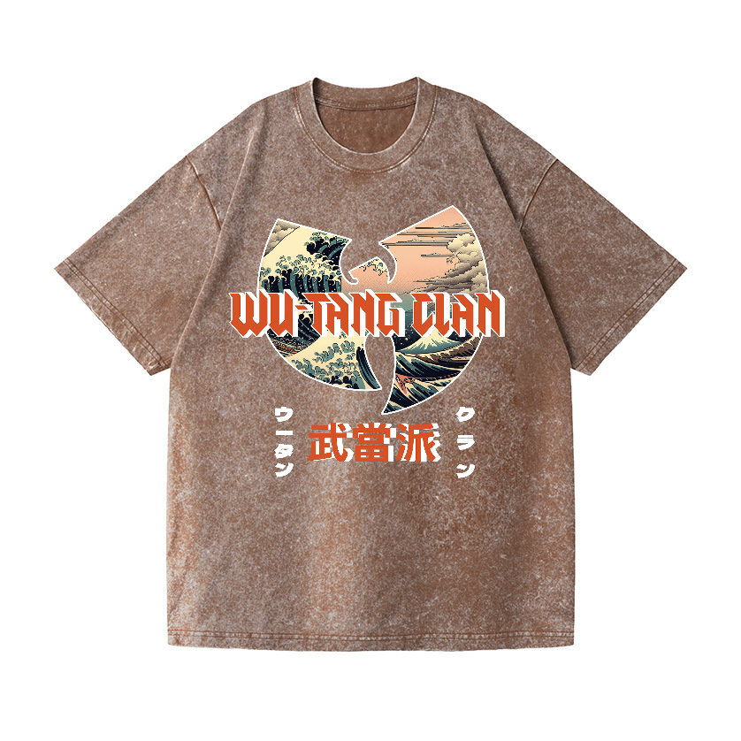 Wu-Tang Clan Ukiyoe Wave Vintage Wash Japanese Design T-Shirt