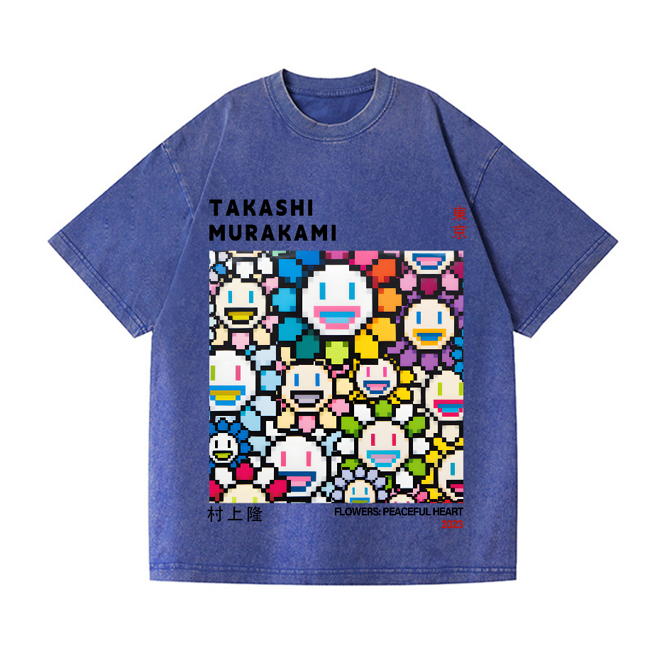 TM Mosaic Sunflower Vintage Wash Japanese Design T-Shirt