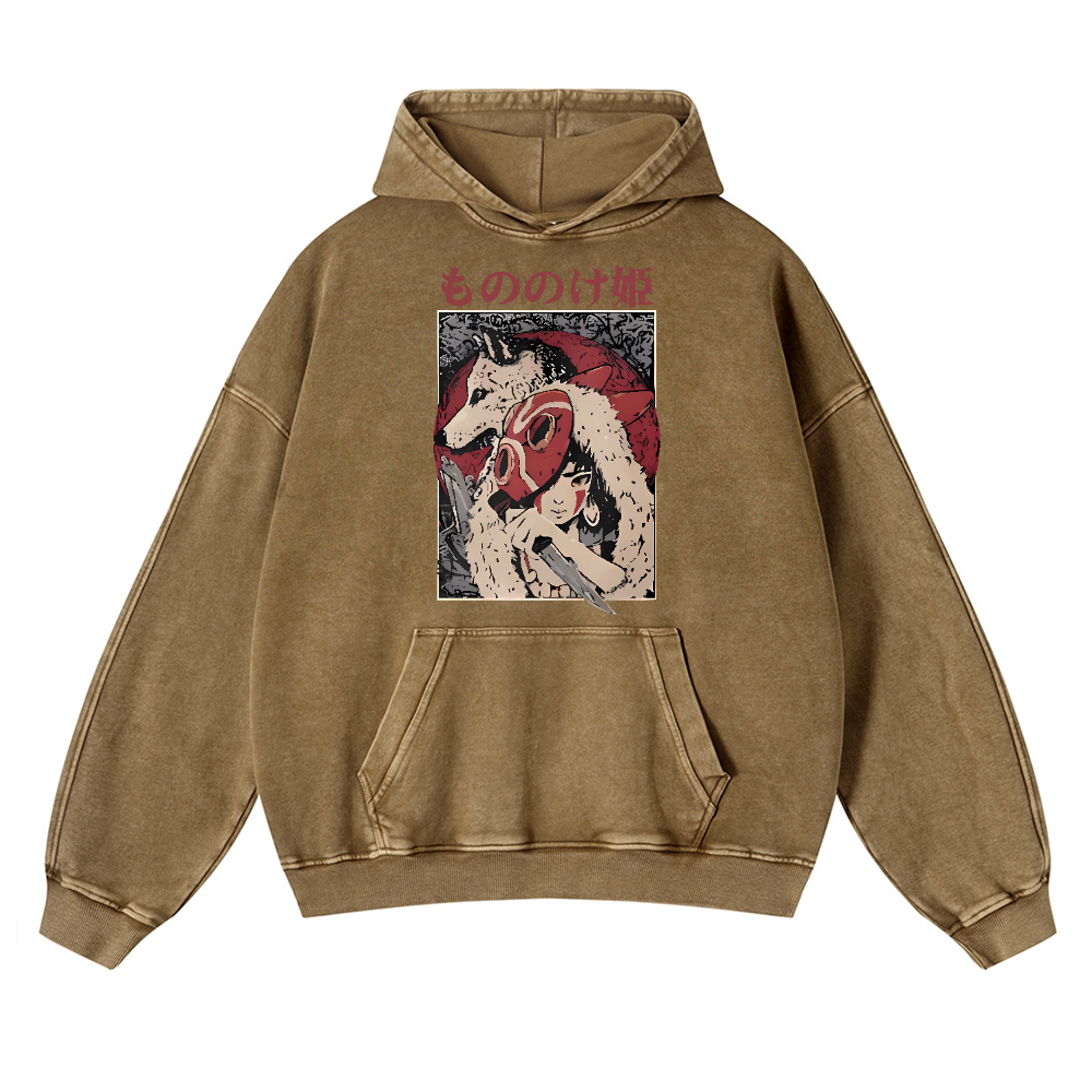 Ghibli Vintage Washed Thick Cotton Hoodie
