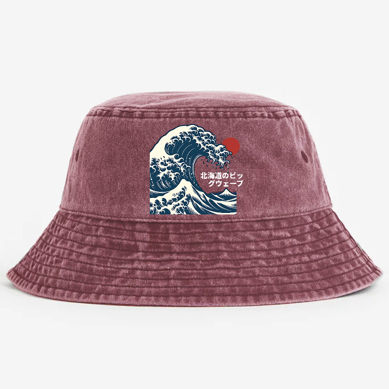 The Great Wave  Katsushika Hokusai Vintage 100% Cotton Bucket Hat