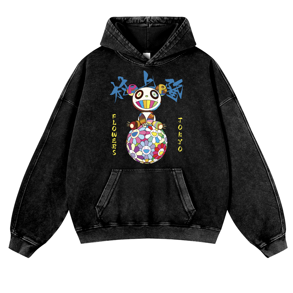 TM Sunflower Panda Vintage Washed Thick Cotton Hoodie