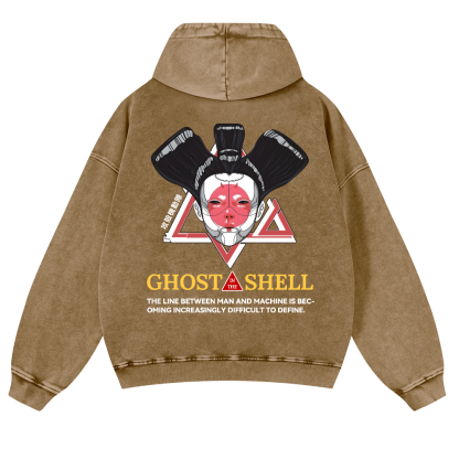 Ghost of the Shell Geisha Vintage Washed Cotton Back Art Hoodie