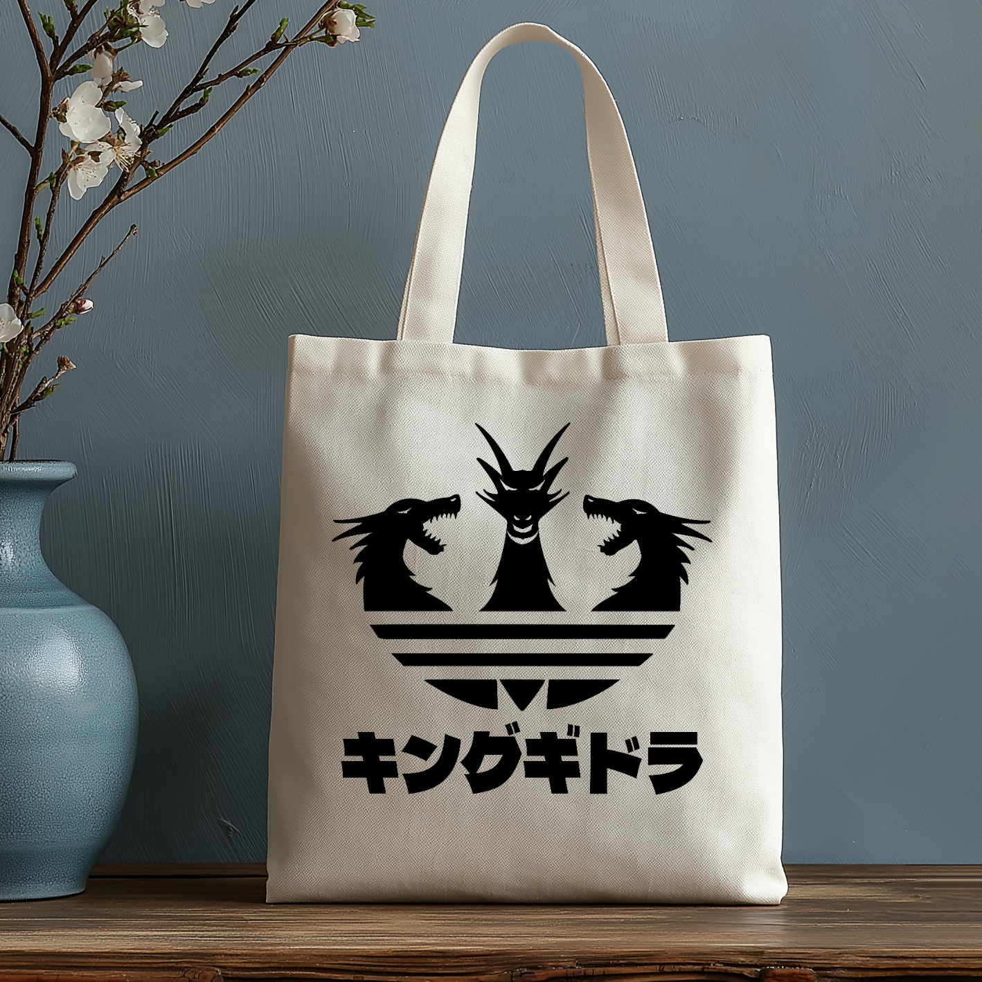 King Ghidorah Kaiju Japanese Style Canvas Tote Bag