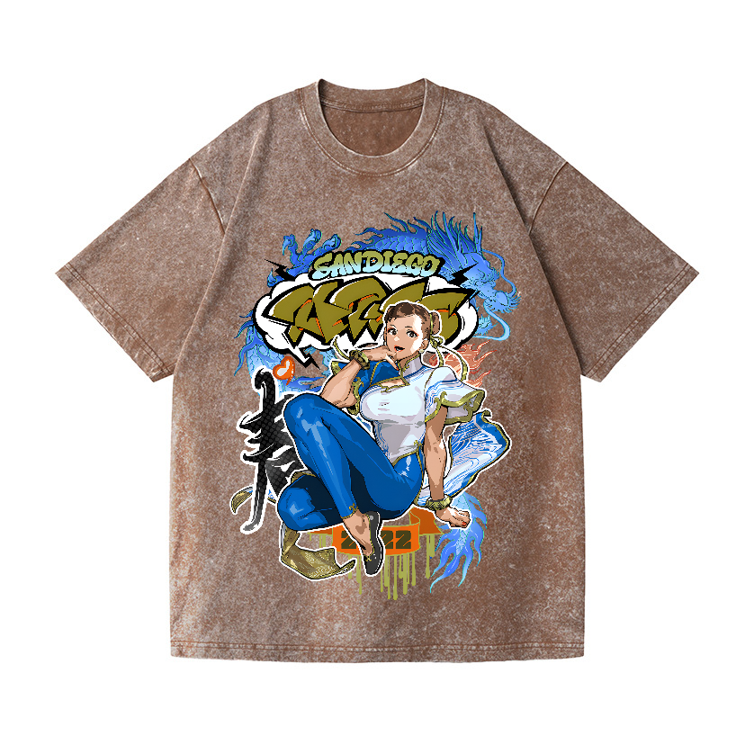 Street Fighter Chun Li Vintage Wash Japanese Design T-Shirt