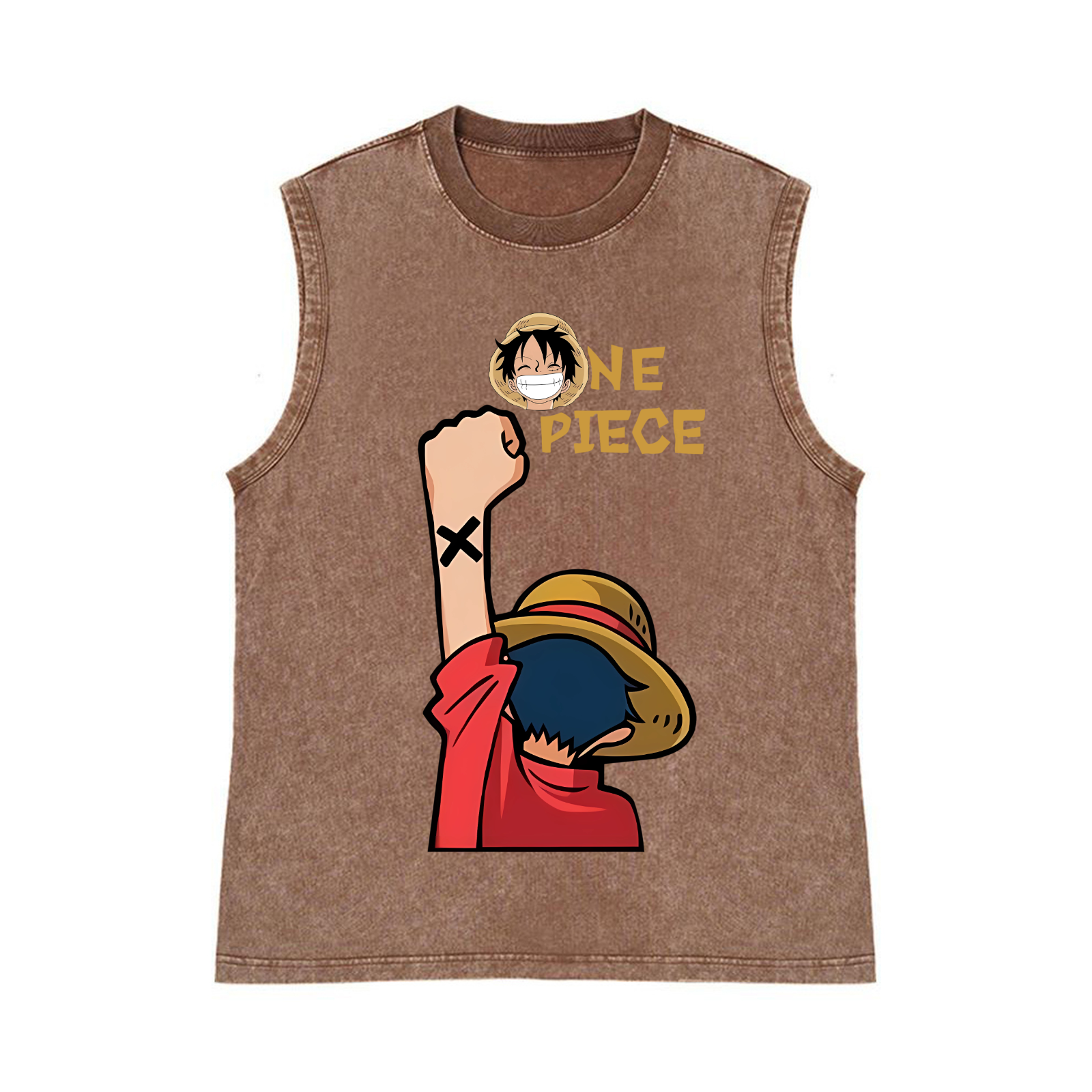 OP Luffy Pure Cotton Wash-Dyed Sleeveless Tank Top