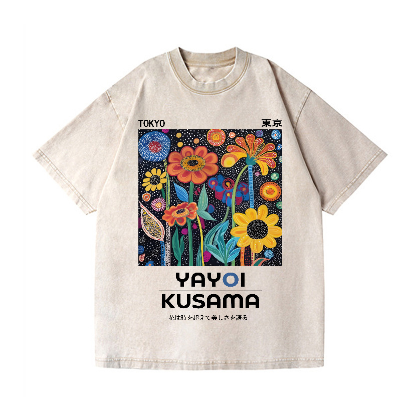 Yayoi Kusama Flower Vintage Wash Japanese Design T-Shirt