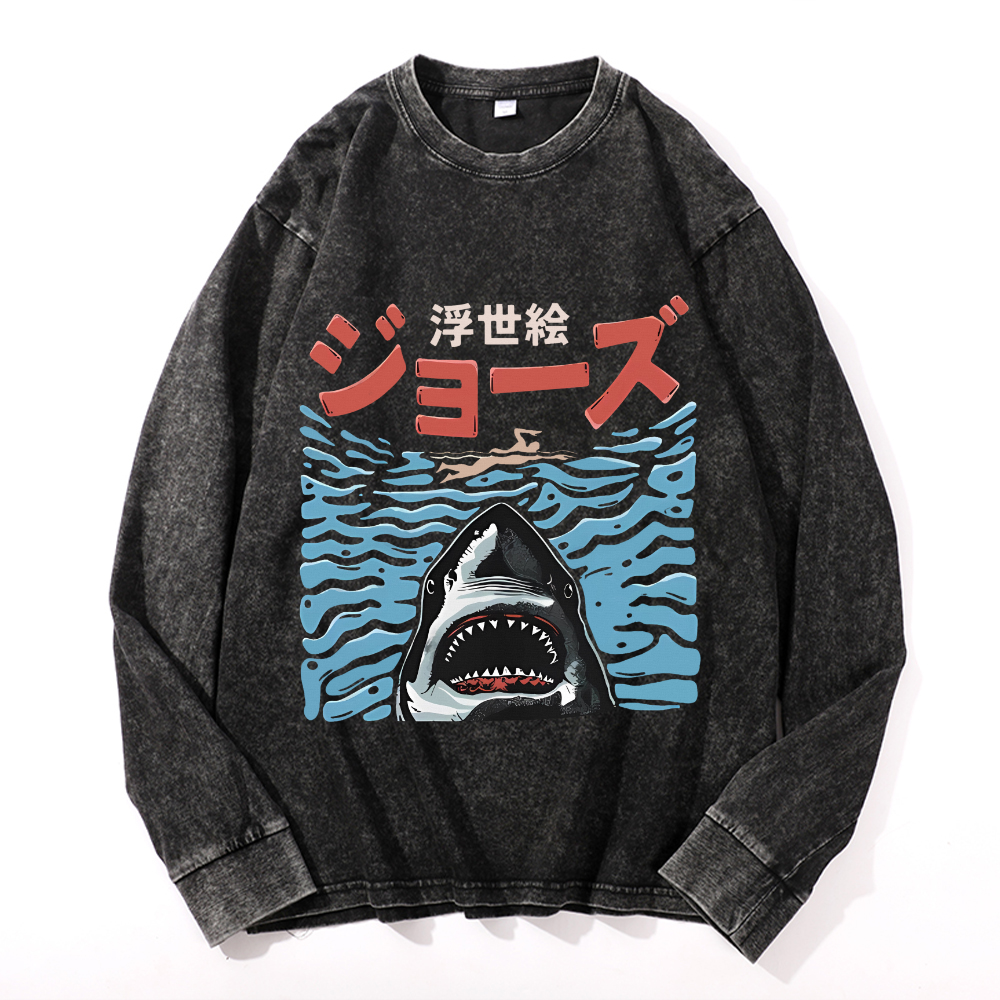 Jaws Vintage Cotton Wash Crewneck Sweatshirt