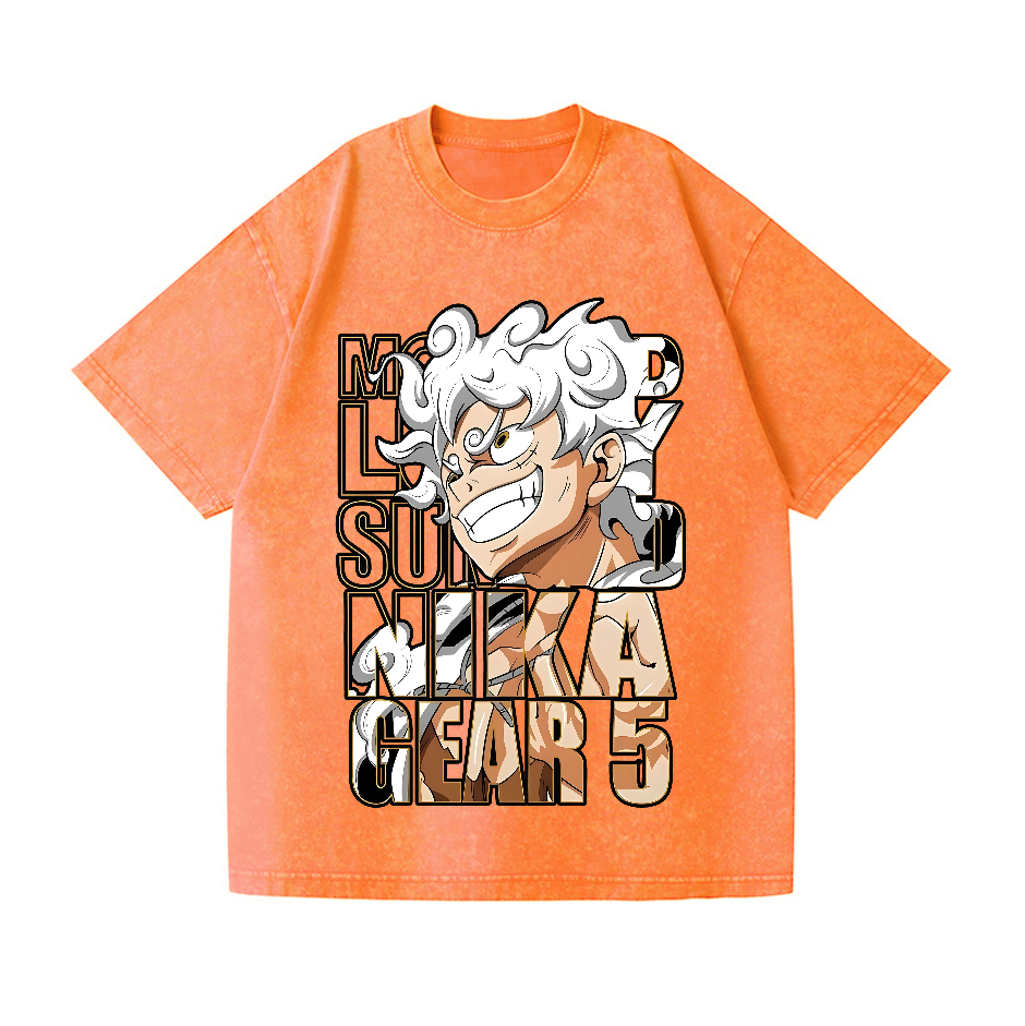 OP Luffy Gear 5 Vintage Wash Japanese Design T-Shirt