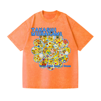 Flower TM Vintage Wash Japanese Design T-Shirt