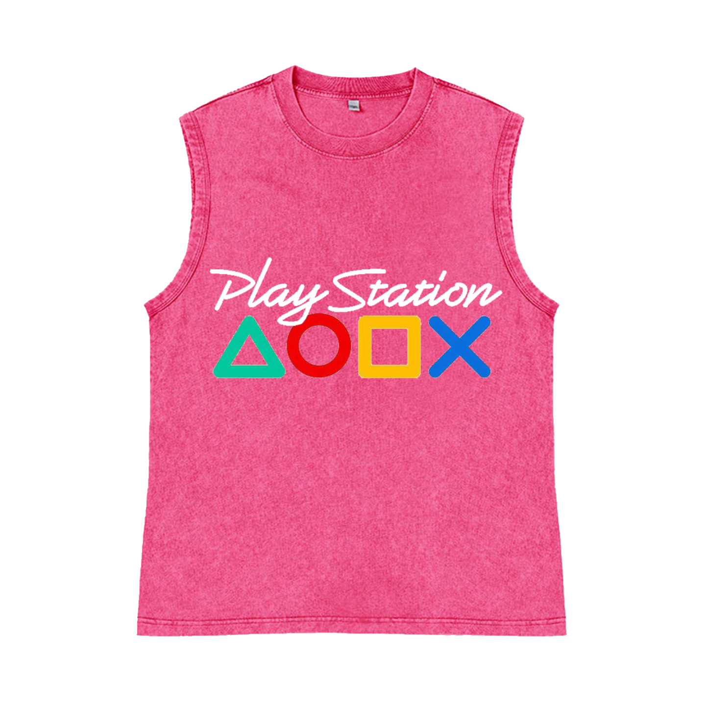Play Station Pure Cotton Wash-Dyed Sleeveless Tank Top