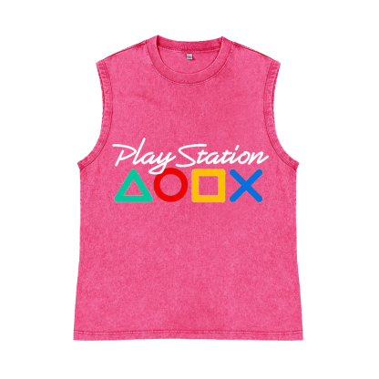 Play Station Pure Cotton Wash-Dyed Sleeveless Tank Top