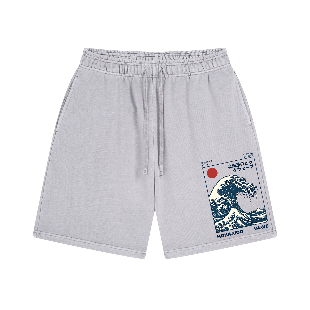 Katsushika Hokusai Wave Ukiyoe Vintage Pure Thick Cotton Shorts