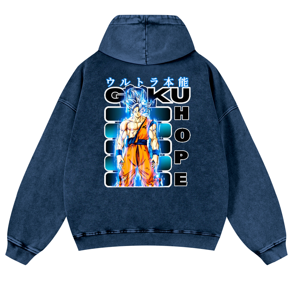 DB Son Goku Vintage Washed Cotton Back Art Hoodie