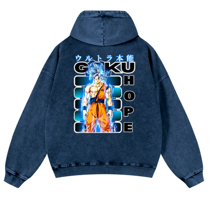 DB Son Goku Vintage Washed Cotton Back Art Hoodie