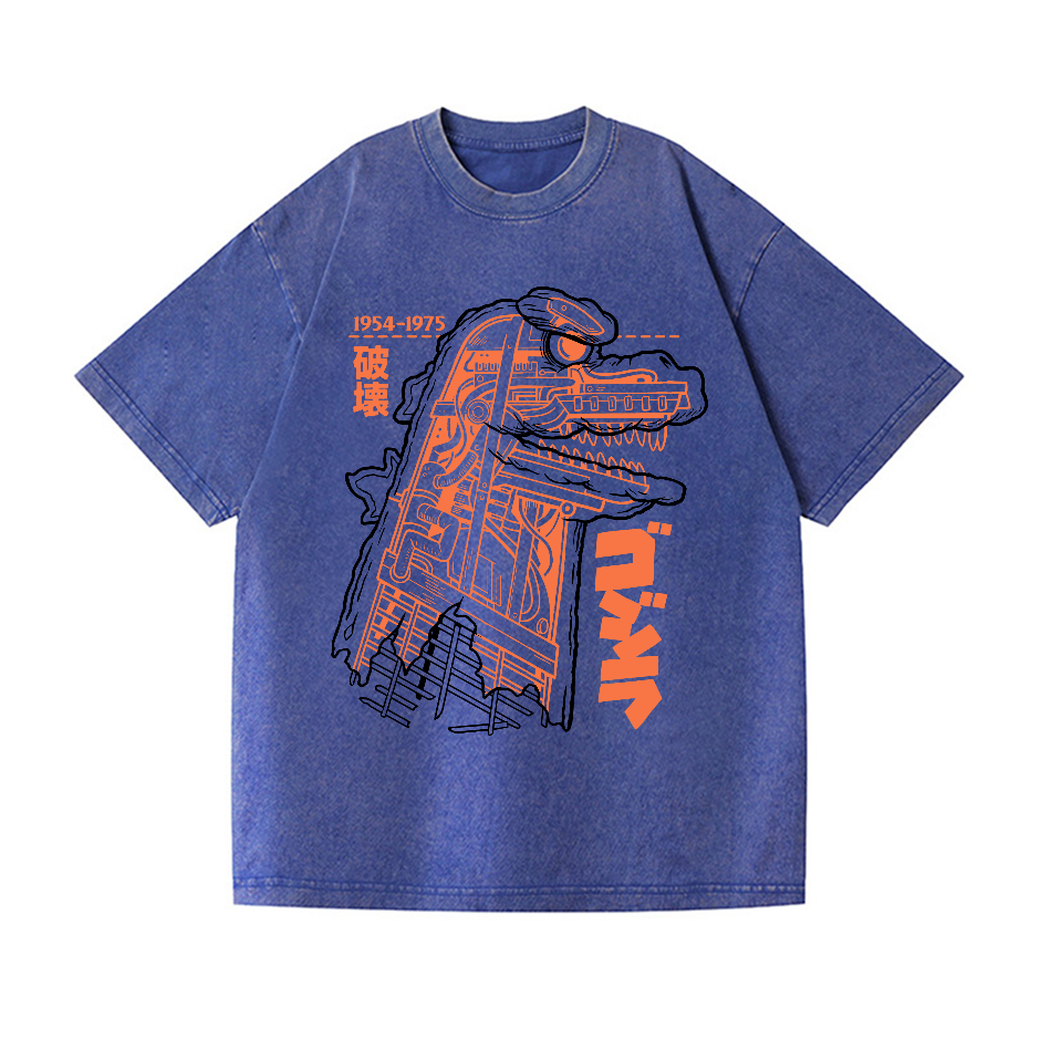 Mecha Kaiju Vintage Wash Japanese Design T-Shirt