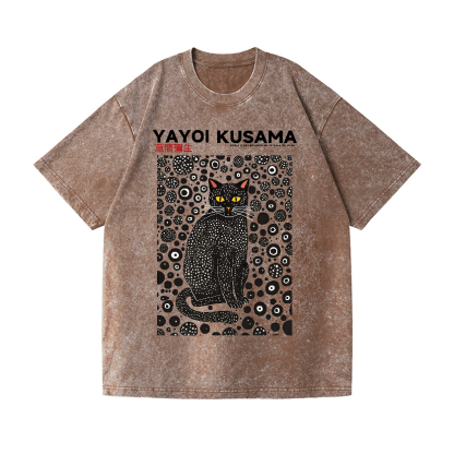 Yayoi Kusama Cat Vintage Wash Japanese Design T-Shirt