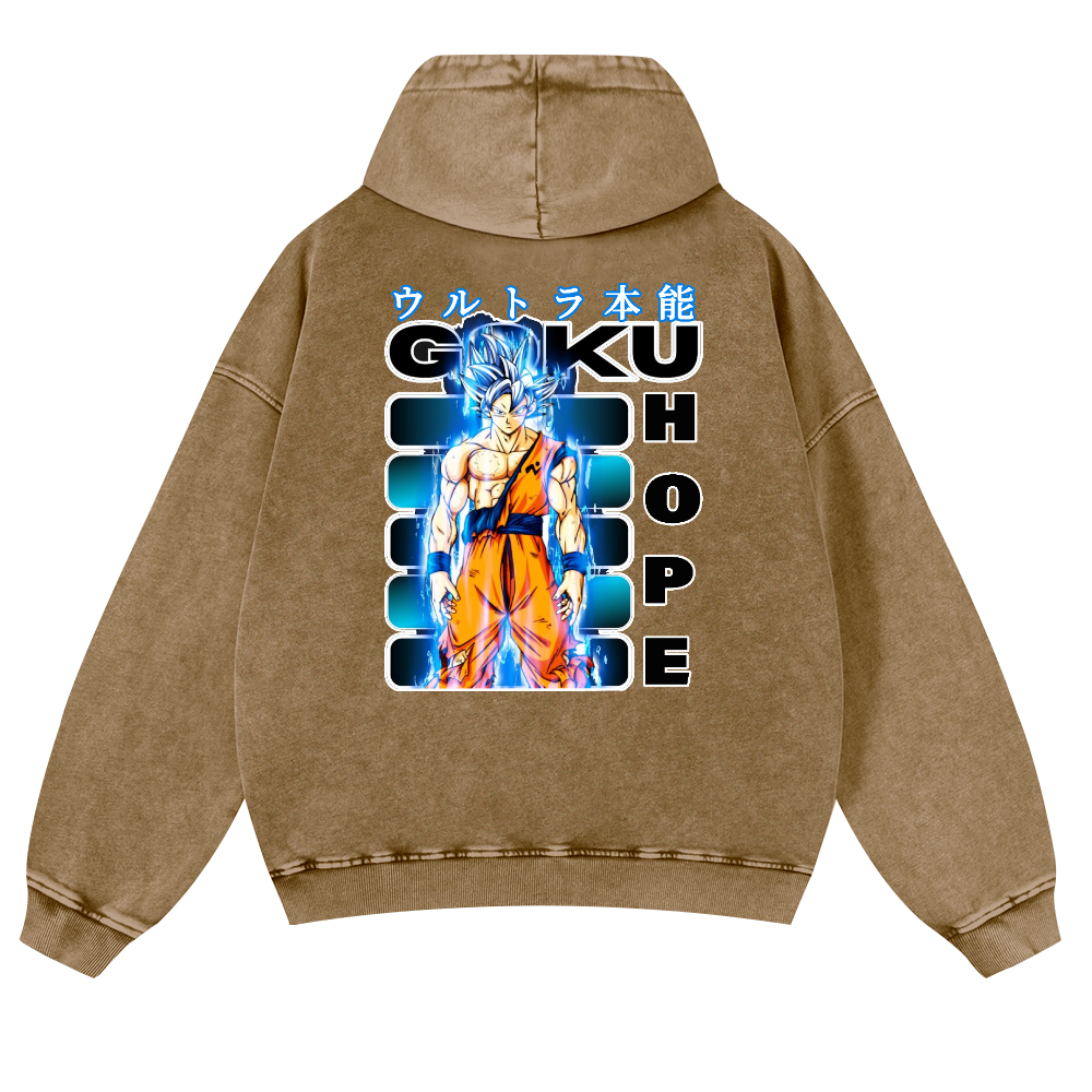 DB Son Goku Vintage Washed Cotton Back Art Hoodie