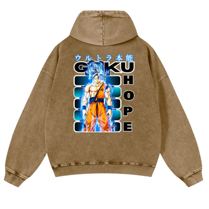 DB Son Goku Vintage Washed Cotton Back Art Hoodie